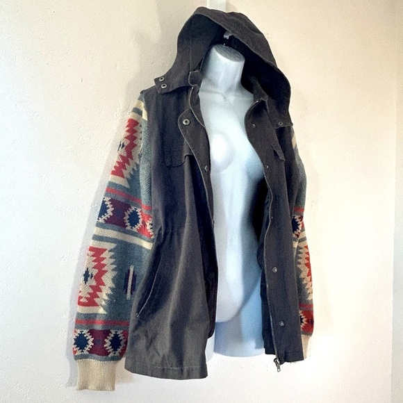 THREAD + SUPPLY Gray Military Utility Jacket Aztec Sleeves Size Large - Picture 5 of 14
